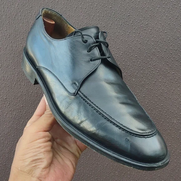 FLORSHEIM MEN\'S VINTAGE LEATHER  CLASSIC OXFORDS Vintage Florsheim Mens Black Pebbled Leather Lace up Wing  main image 3